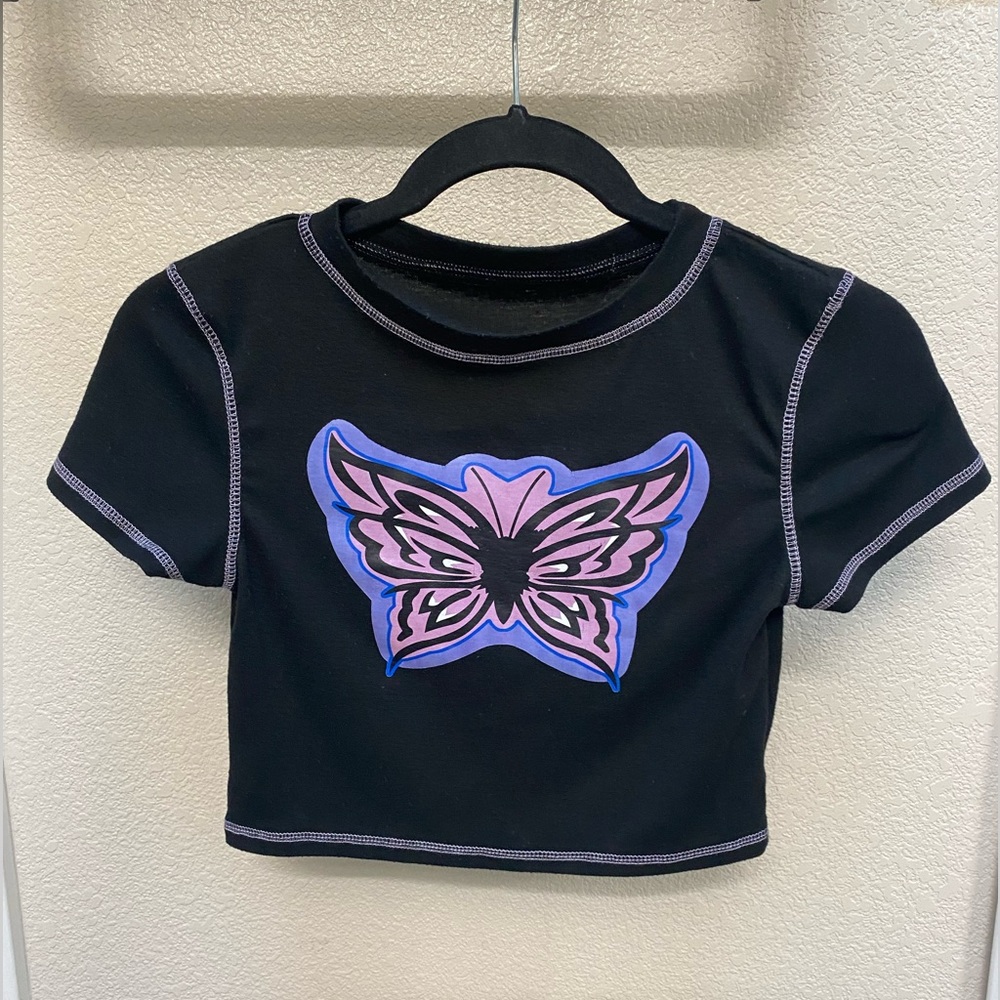 Romwe, Women’s, Juniors, Graphic Crop Tee, Size S (4)